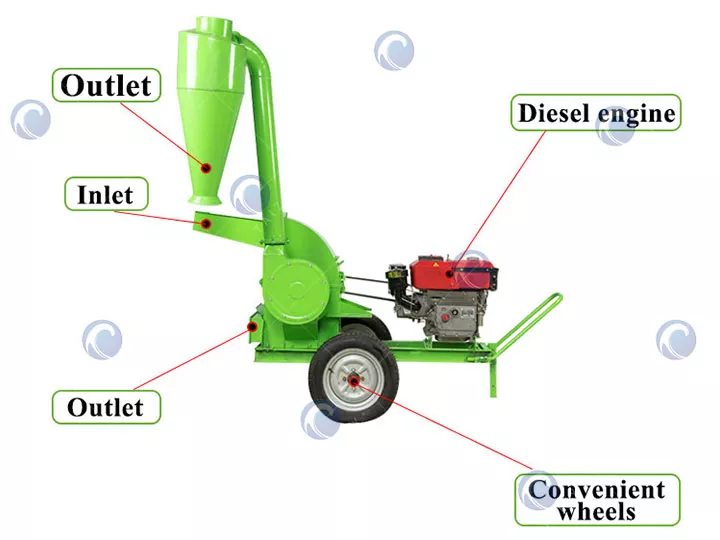 Diesel engine grain crusher