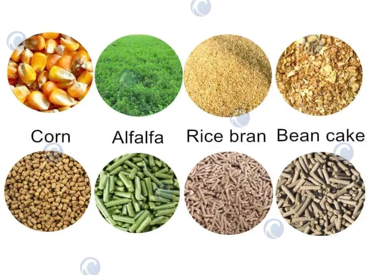 Animal Feed Pellet Making Machine For Pourlty 1 The raw materials and finished products of food pellet mill